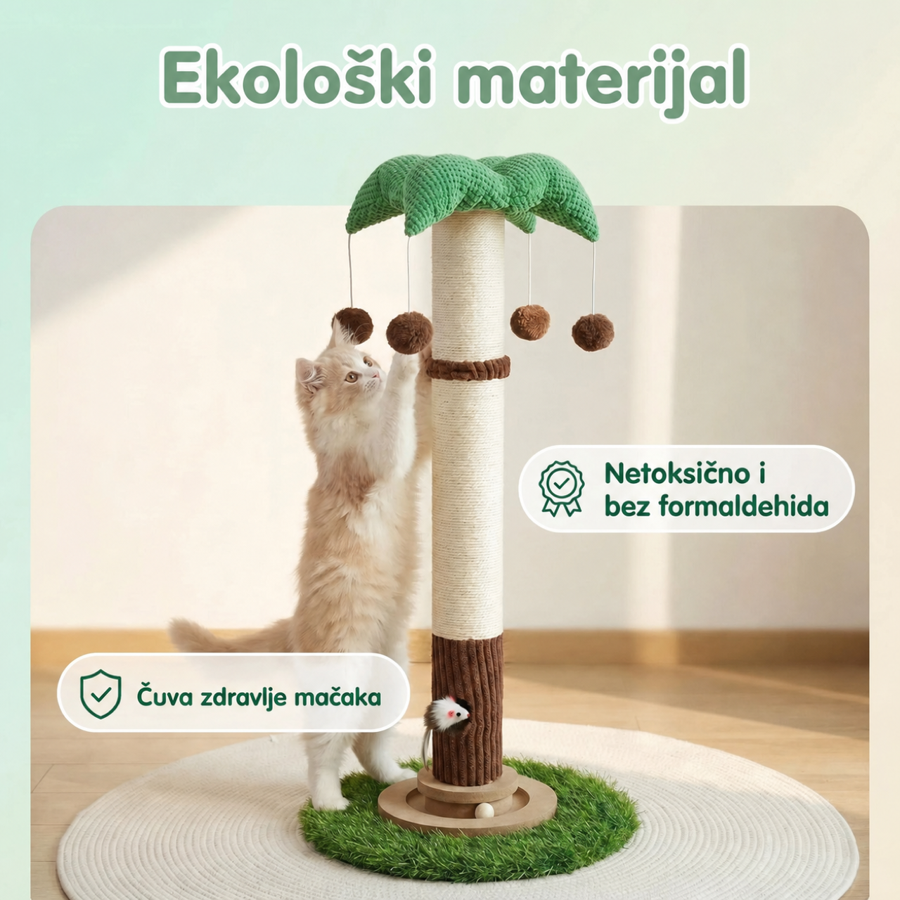 Bela mačka pored Spring CAT Tropski Raj grebalice